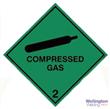 Magnetic Hazard Warning Diamond Green Compressed Gas